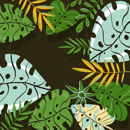 vector pattern made of monstera and tropical leaves. Foliage seamless pattern for banner, card, wallpapersのイラスト素材