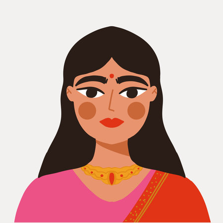 Indian desi girls in traditional clothes with traditional gold earrings