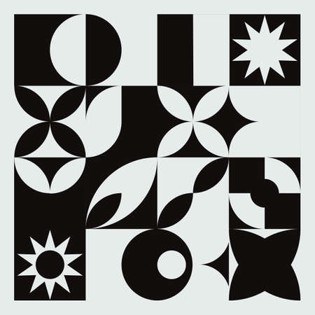 Modern grid geometric shapes, geometry grid pattern banner in Neo-Geo styleのイラスト素材