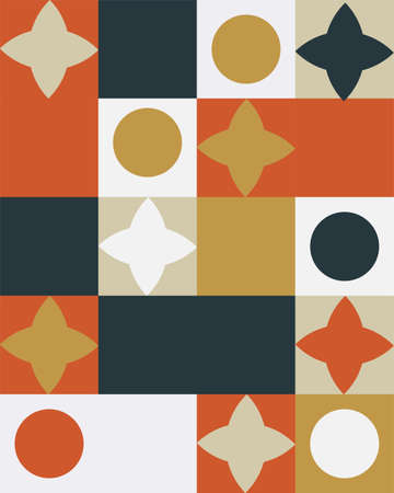 Color neo geo poster. Geometry grid pattern banner presentation illustrationのイラスト素材