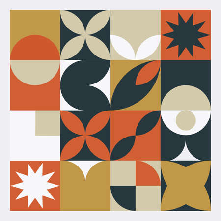 Modern grid geometric shapes, geometry grid pattern banner in Neo-Geo styleのイラスト素材