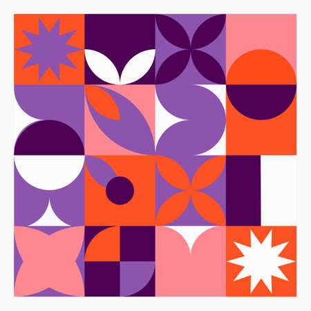Modern grid geometric shapes, geometry grid pattern banner in Neo-Geo styleのイラスト素材