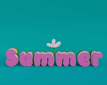 Summer 3d layered colorful text illustration. Rendering illustration with text Summerの写真素材