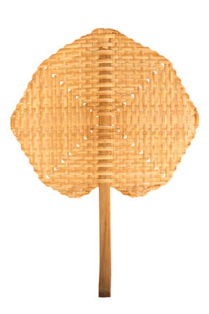 Handmade Thai traditional fan weaved from bamboo woodの写真素材