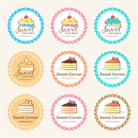 Set of sweet bakery badge label and logo designのイラスト素材
