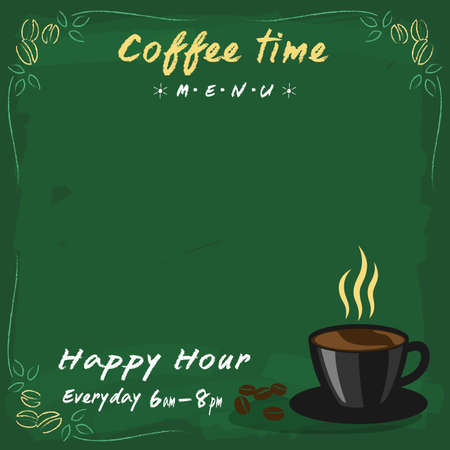 Coffee menu green chalkboard style for coffee shop with space in vectorのイラスト素材
