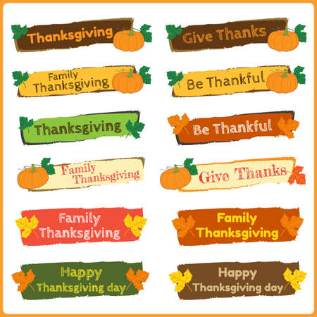 Set of cute and colorful thanksgiving banners in vectorのイラスト素材