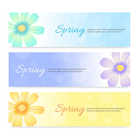 Set of spring season banner backgroundのイラスト素材