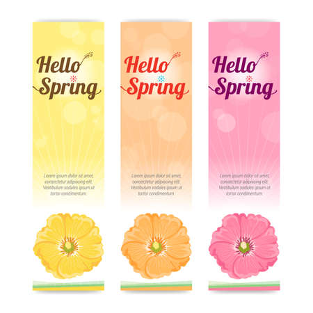 Set of colorful hello spring season banner in verticalのイラスト素材