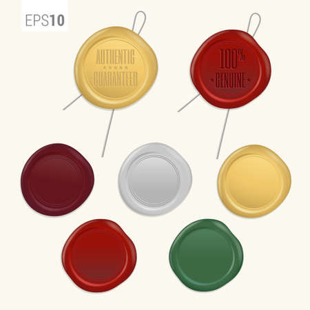 Set of retro security wax seal with wire in various colorsのイラスト素材