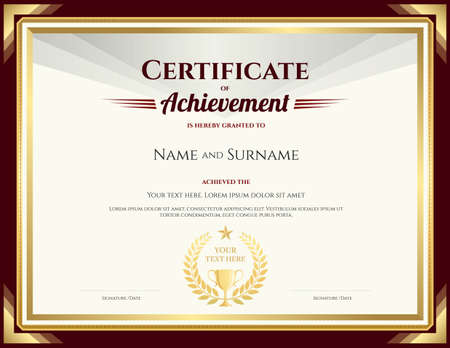 Elegant certificate of achievement template with vintage brown borderのイラスト素材