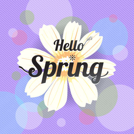 Floral spring with white flower and colorful violet backgroundのイラスト素材