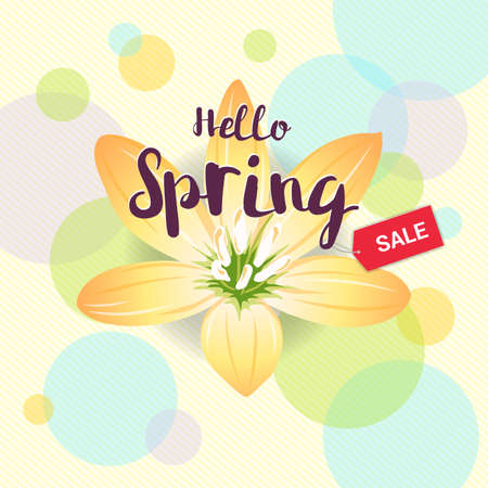 Floral spring with yellow flower and colorful background illustration.のイラスト素材