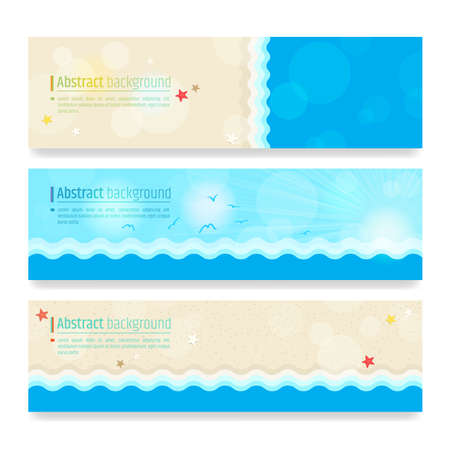 Set of modern abstract background in summer beach and sea themeのイラスト素材