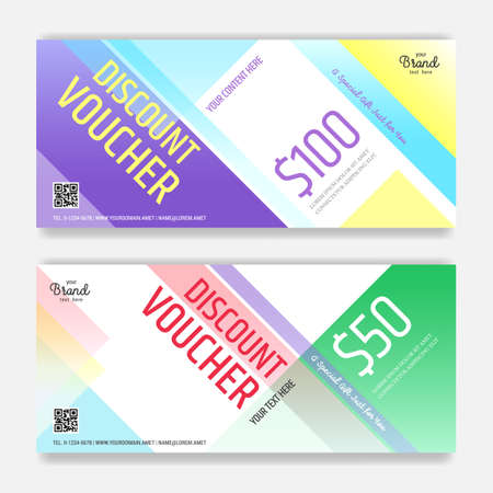 Colorful and modern discount voucher or gift voucher for promo eventのイラスト素材