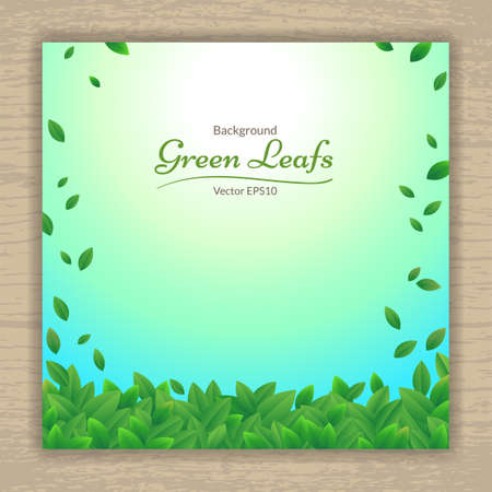 Vector nature background banner with green leaf frame.のイラスト素材