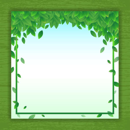 Vector nature background banner with green leaf frameのイラスト素材