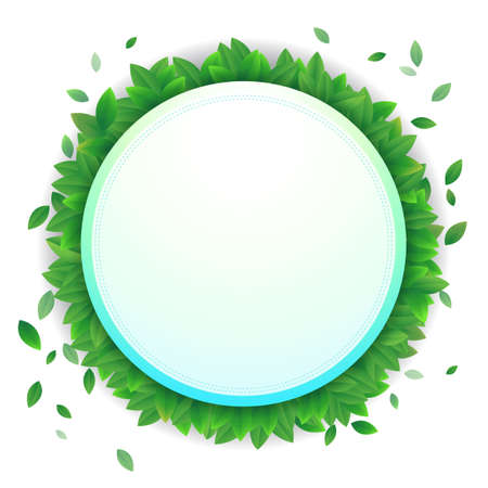 Vector nature background banner with green leaf frameのイラスト素材