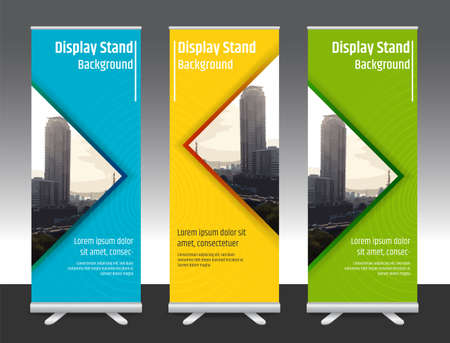 Set of vertical abstract display banner stand or roll up design background layout template with copy spaceのイラスト素材