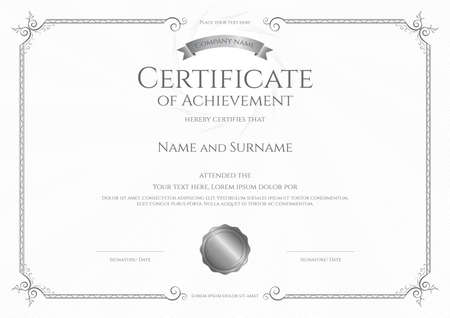 Luxury certificate template with elegant border frame, Diploma design for graduation or completionのイラスト素材