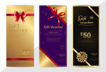 Gift certificate, voucher, gift card or cash coupon template in vector formatのイラスト素材