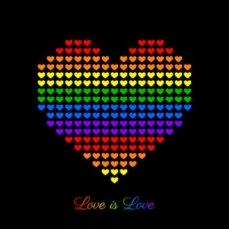 Vector background for LGBT love concept with colorful rainbow heart.のイラスト素材