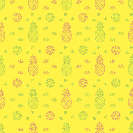 Pineapple fruits seamless pattern background vector format
