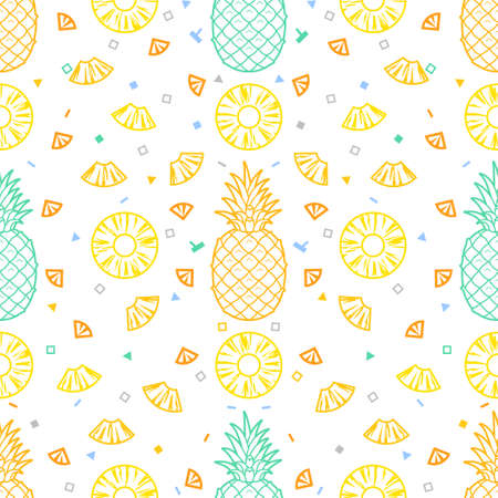 Pineapple fruits seamless pattern background vector formatのイラスト素材