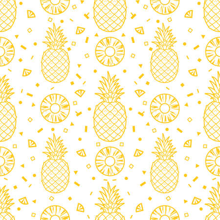 Pineapple fruits seamless pattern background vector formatのイラスト素材