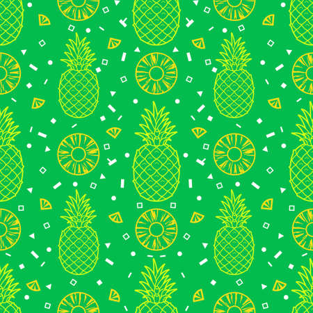 Pineapple fruits seamless pattern background vector formatのイラスト素材