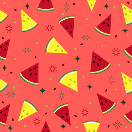 Colorful fresh watermelon fruits seamless summer pattern background vector format