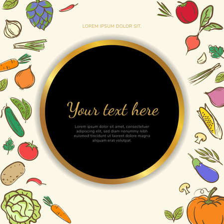 Fruits and vegetables cute banner background template with copy space for promotional or sales eventのイラスト素材