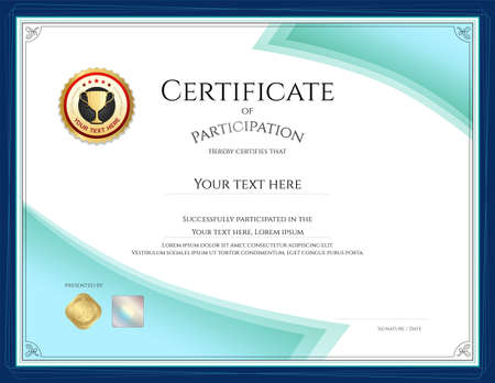 Certificate template in sport theme with border frame, Diploma designのイラスト素材
