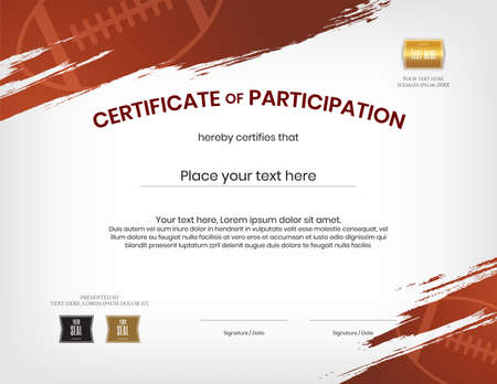 Certificate template in rugby sport theme with border frame, Diploma designのイラスト素材