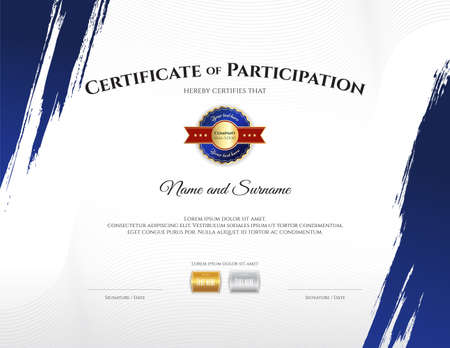Certificate template in sport theme with border frame, Diploma designのイラスト素材