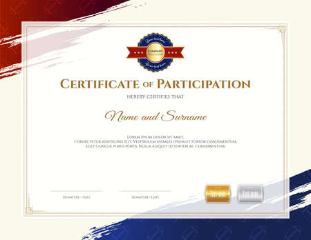 Certificate template in rugby sport theme with border frame, Diploma designのイラスト素材