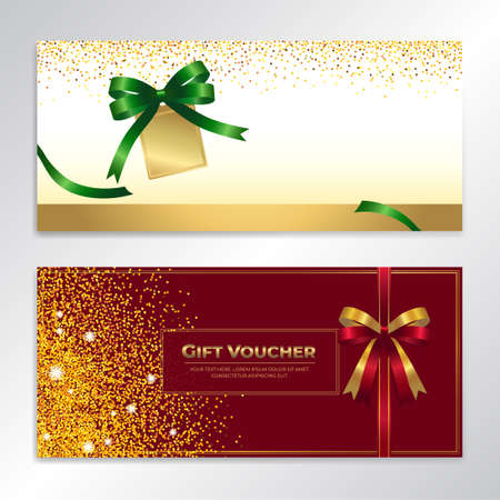 Gold glitter gift voucher, certificate, coupon for festive seasonのイラスト素材