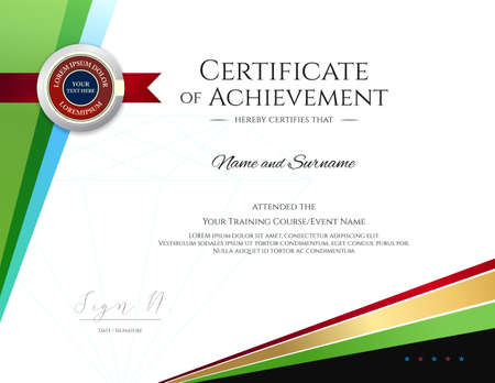 Modern certificate template with elegant border frame, Diploma design for graduation or completionのイラスト素材