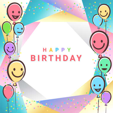 Colorful Birthday design banner background for greeting cards or poster with balloon, vector illustrationのイラスト素材