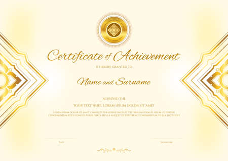 Luxury certificate template with elegant border frame, Diploma design for graduation or completionのイラスト素材