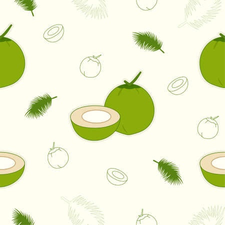 Young coconut seamless pattern backgroundのイラスト素材