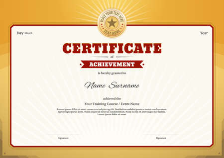 Certificate template border frame, Diploma design for sport eventのイラスト素材