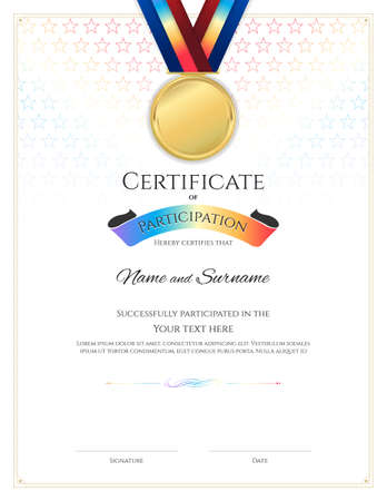 Certificate template in sport theme with border frame, Diploma designのイラスト素材