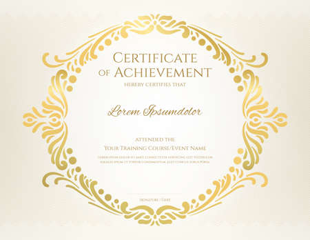 Luxury certificate template with elegant border frame, Diploma design for graduation or completionのイラスト素材