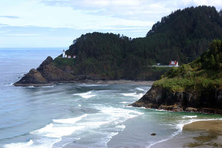 Lighthouse at Oregon Coastの写真素材