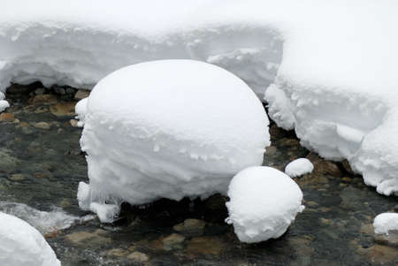 Snow scene at Denny Creek in Issaquah, WAの写真素材
