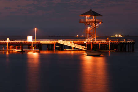 Night scene at Port Angeles in Washington stateの写真素材