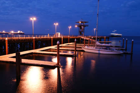 Night scene at Port Angeles in Washington stateの写真素材