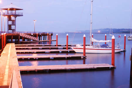 Night scene at Port Angeles in Washington stateの写真素材
