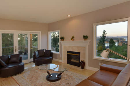 Living Room with Picture Windowの写真素材